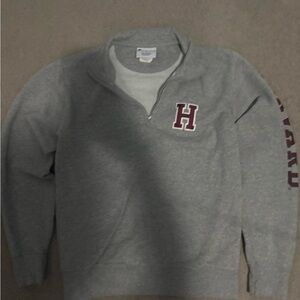 Gray Half-Zip Harvard Sweater